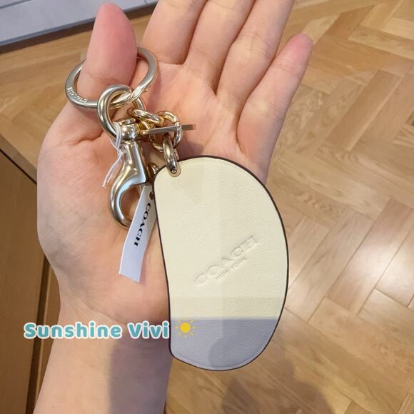 NWT Coach Orange Bag Charm Keychain Gold Chalk Orange Multi Color Leather CA054 - Picture 2 of 5